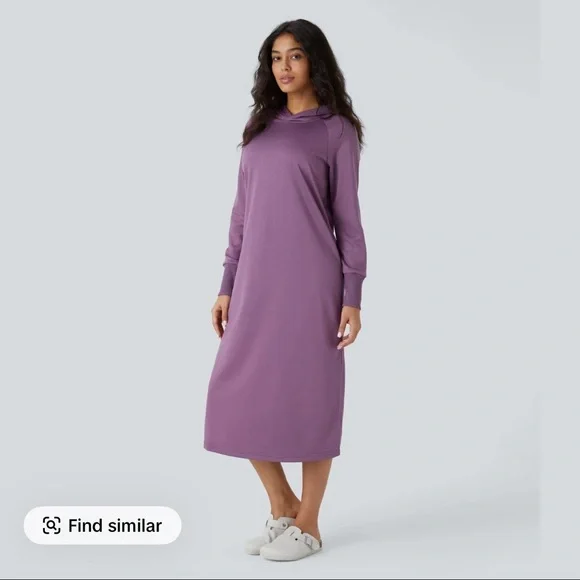 Purple Hooded Midi Dress - Halara TikTok Brand Pre-Owned Like New - Picture 9 of 12